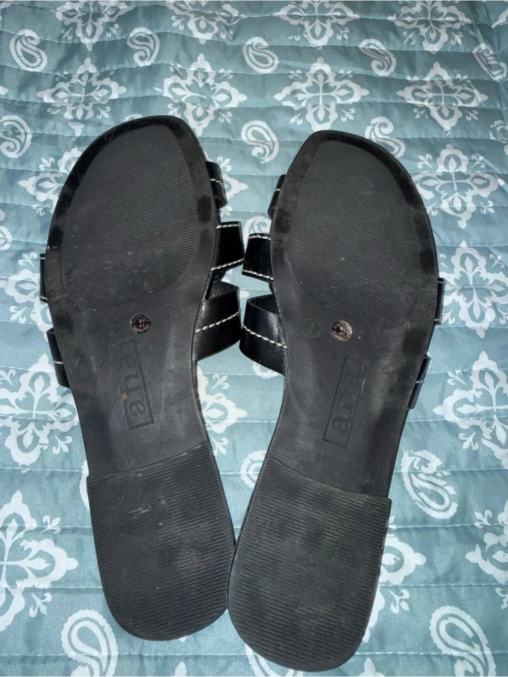 Black Womens Slide Sandals with Woven Straps